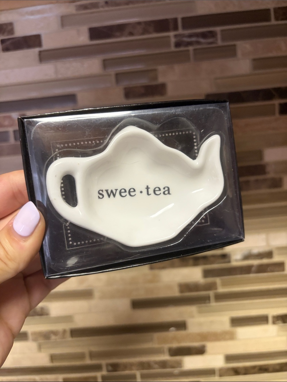 Swee•tea Teapot Shaped Ceramic Spoon Rest or Tea Bag Rest NWT